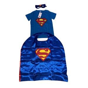 Superman Toddler Dress Up Play 3T Logo T-shirt Cape And Mask NEW